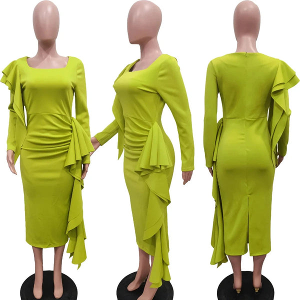 Women Maxi Green Evening Dress