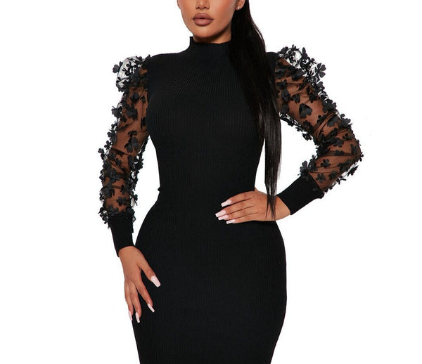 Lace Sleeved Midi Dress