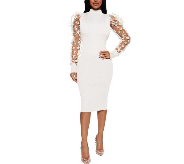 Lace Sleeved Midi Dress