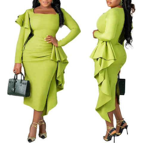 Women Maxi Green Evening Dress